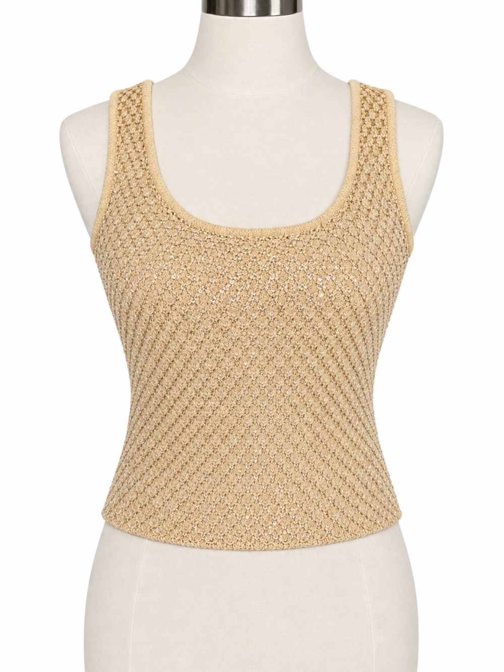 ZARA Gold Shimmer Knit Tank Top – Size M